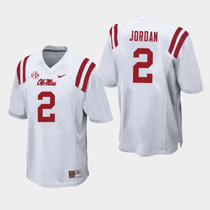 Ole Miss Rebels #2 Jalen Jordan College Football Jerseys Sale-White